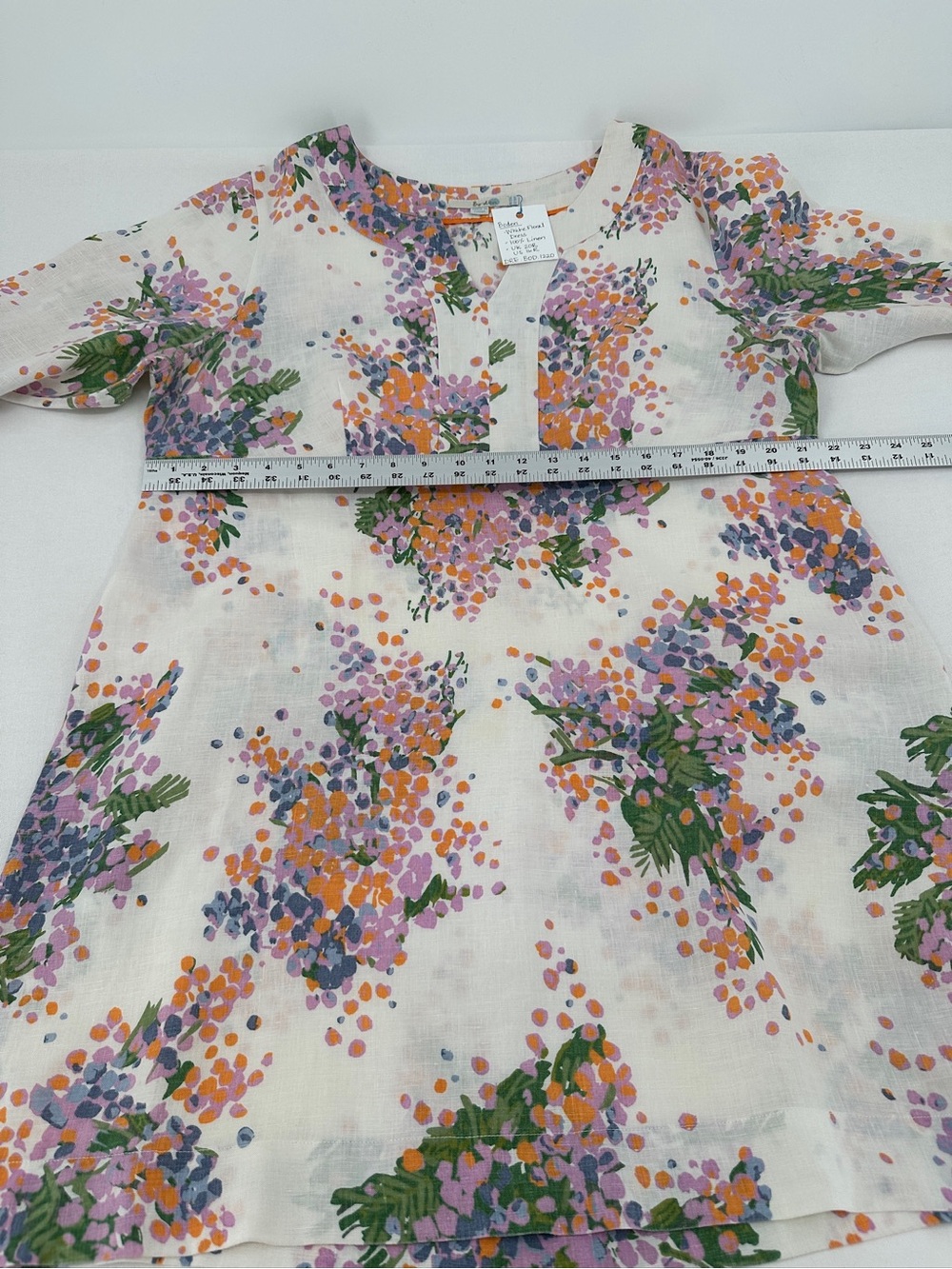 Boden White 100% Linen Dress with Pink, Orange, Green and Lilac Floral Print - Picture 5 of 9